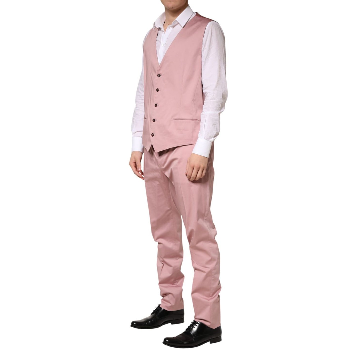Dolce & Gabbana Pink Cotton Single Breasted 3 Piece Suit
