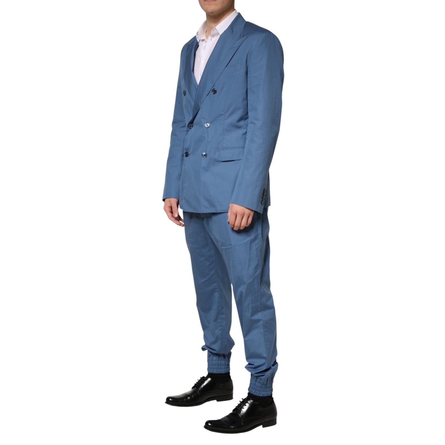 Dolce & Gabbana Blue Cotton Double Breasted 2 Piece Suit