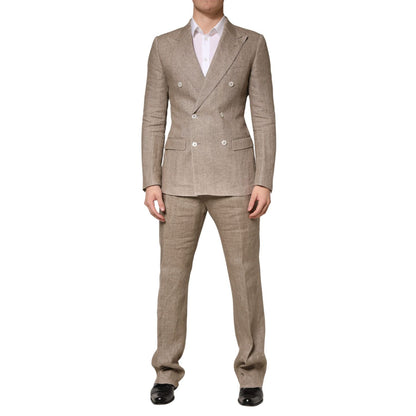 Dolce & Gabbana Beige Linen Double Breasted 2 Piece Men Suit