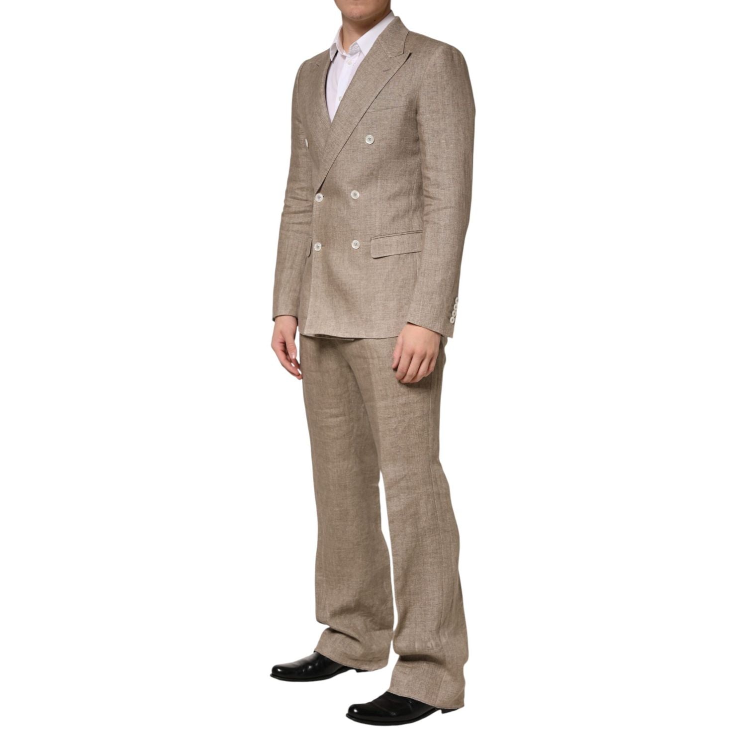 Dolce & Gabbana Beige Linen Double Breasted 2 Piece Men Suit