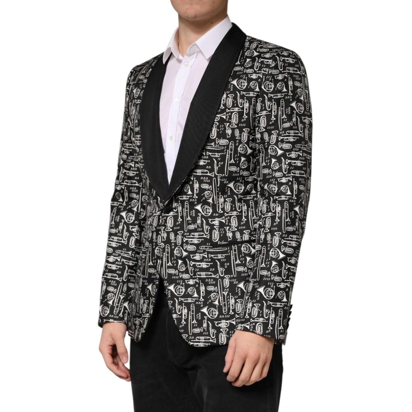 Dolce & Gabbana Black Jazz Club Silk Single Breasted Blazer