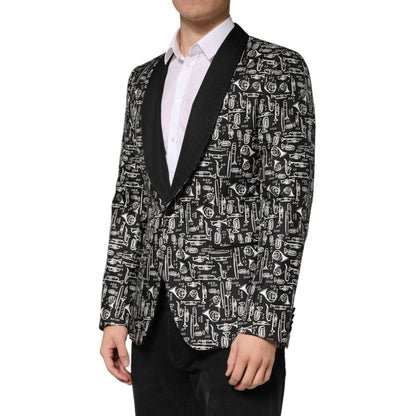 Dolce & Gabbana Black Jazz Club Silk Single Breasted Blazer