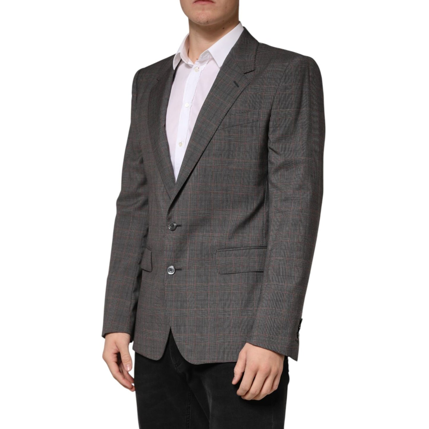 Dolce & Gabbana Gray Wool Single Breasted 2 Button Blazer