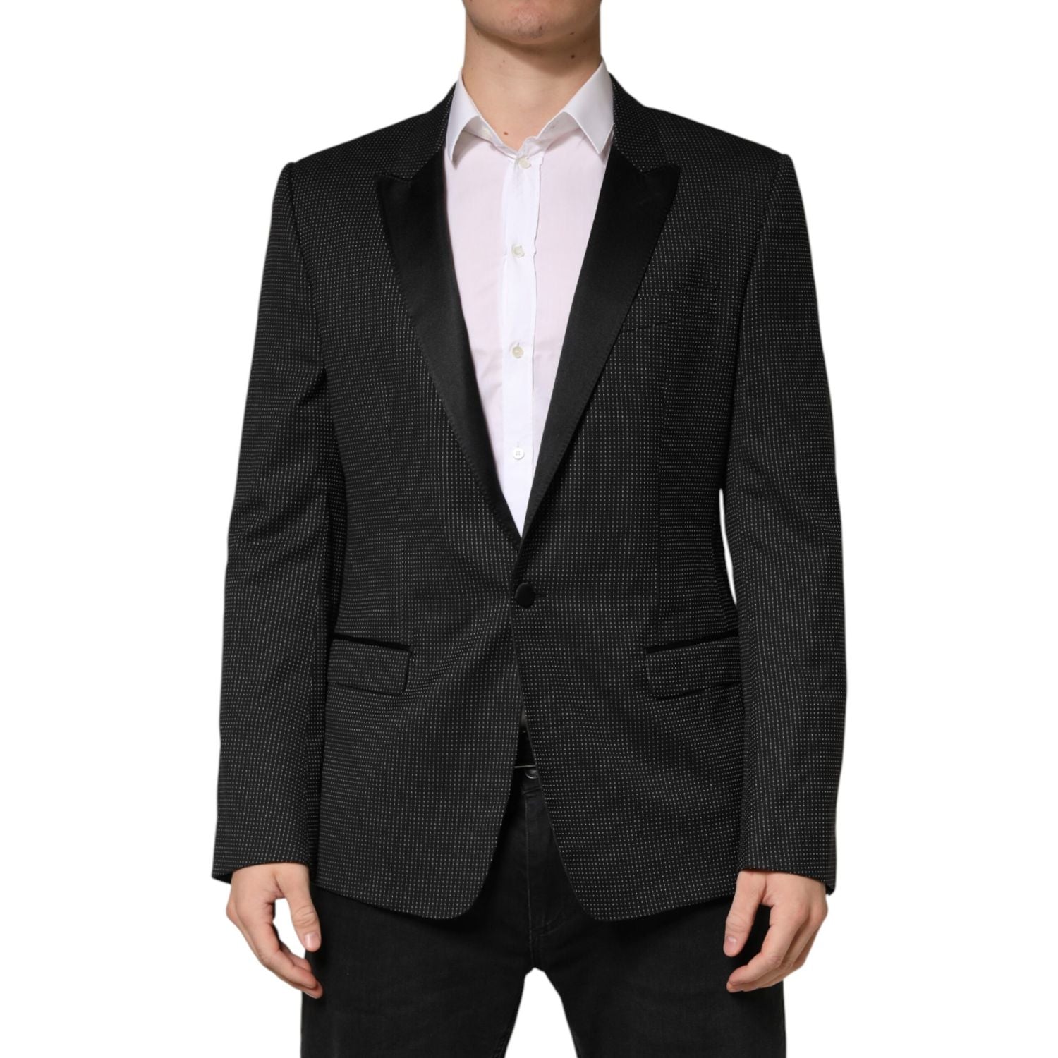 Dolce & Gabbana Dark Gray Fantasy Single Breasted Jacket Blazer