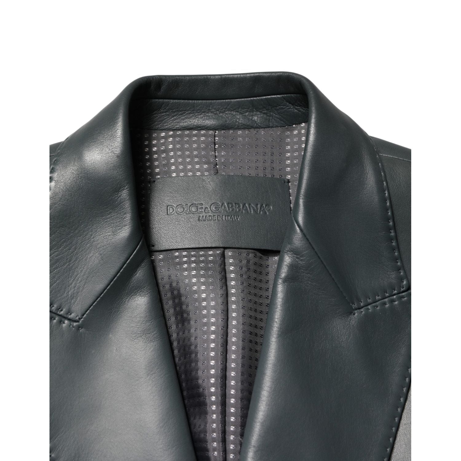 Dolce & Gabbana Dark Gray Leather Double Breasted 2Button Blazer