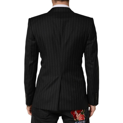 Dolce & Gabbana Dark Gray Stripes Double Breasted 2Button Blazer