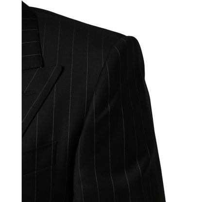 Dolce & Gabbana Dark Gray Stripes Double Breasted 2Button Blazer