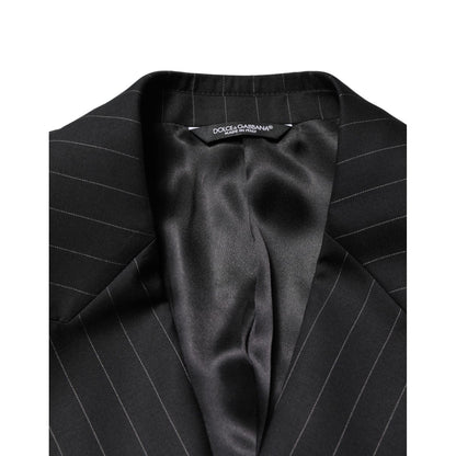 Dolce & Gabbana Dark Gray Stripes Double Breasted 2Button Blazer