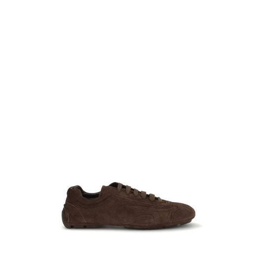 Prada Brown Calf Leather Bos Taurus Athletic Sneakers