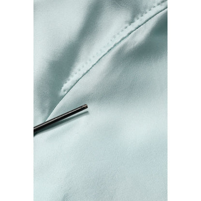 Dolce & Gabbana Teal Satin Collared Long Trench Coat Jacket
