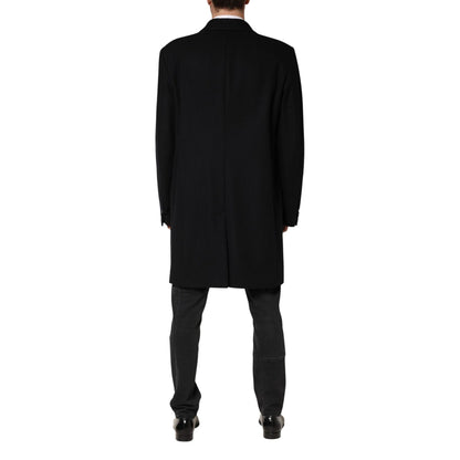 Dolce & Gabbana Black Wool Single Breasted Long Coat Jacket