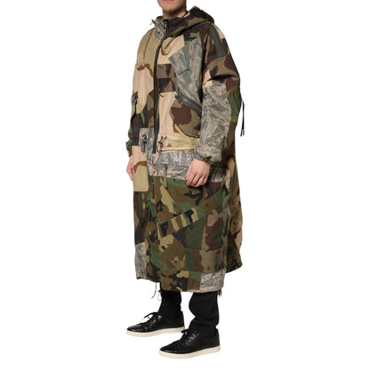 Dolce & Gabbana Multicolor Camouflage Hooded RainCoat Jacket