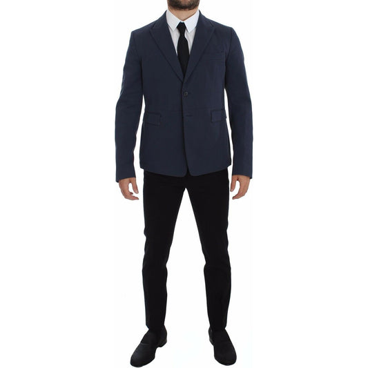 Dolce & Gabbana Blue Cotton Stretch Casual Blazer 1728,2% Elastane,5% Silk,67345645728,Blazers - Men - Clothing,Blazers - Suits & Blazers - Clothing,Blue,Clothing,Dolce & Gabbana,IT48 | M,Material: 93% Cotton,Men,Men - Clothing,New with tags,Suits & Blaze