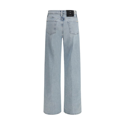 7FOR Light Blue Cotton Relaxed Fit Jeans