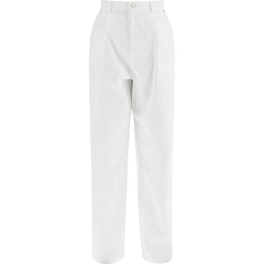 Moschino white cotton wide leg trousers