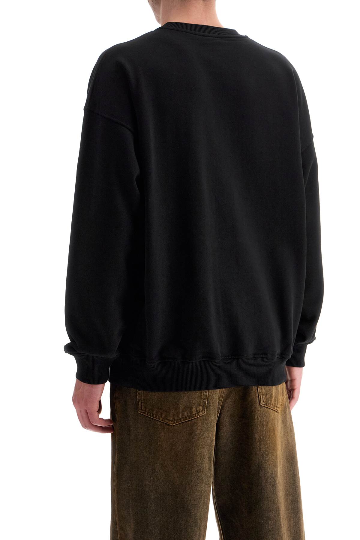 Diesel black cotton sweatshirt with embroidered s-mart-bigoval logo Topwear Diesel