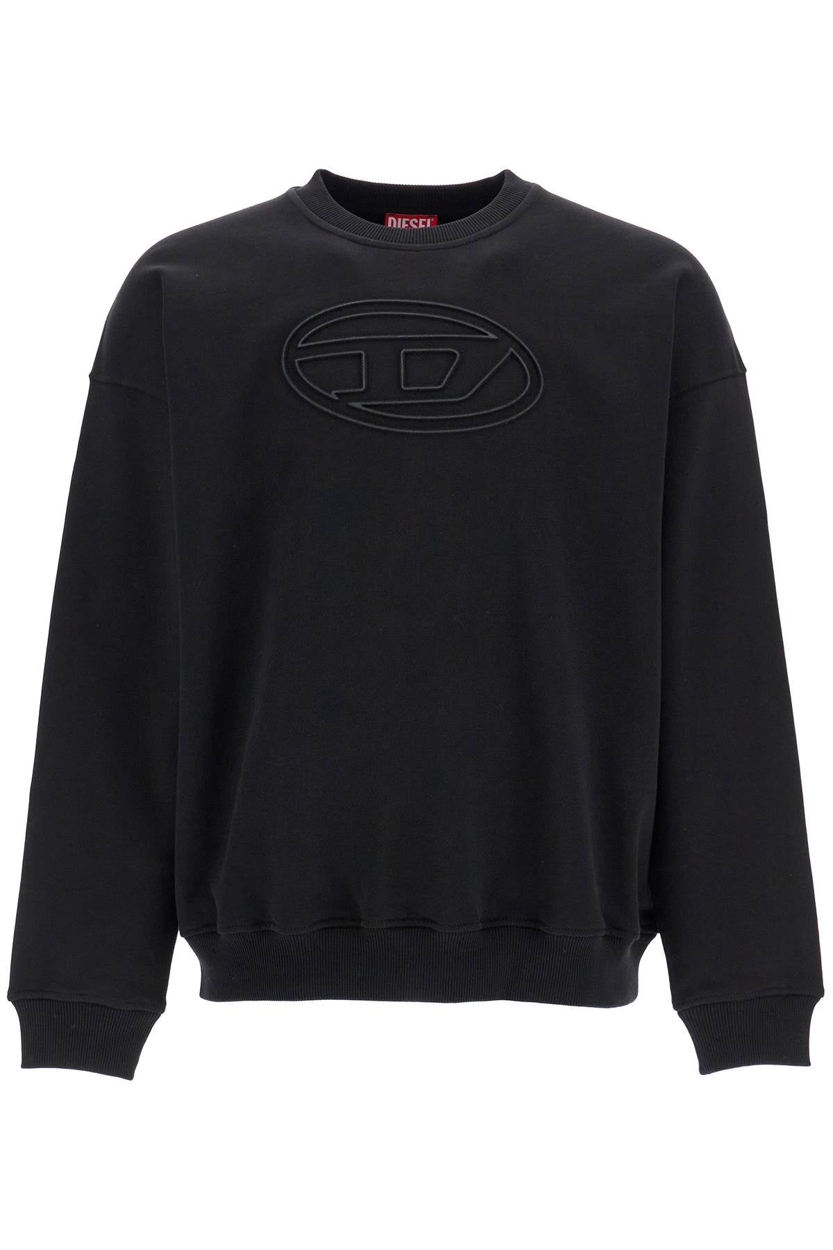 Diesel black cotton sweatshirt with embroidered s-mart-bigoval logo Topwear Diesel