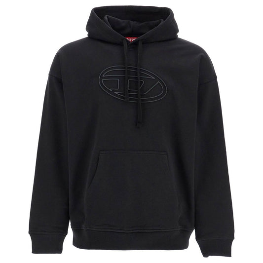 Diesel black cotton hoodie with embossed logo