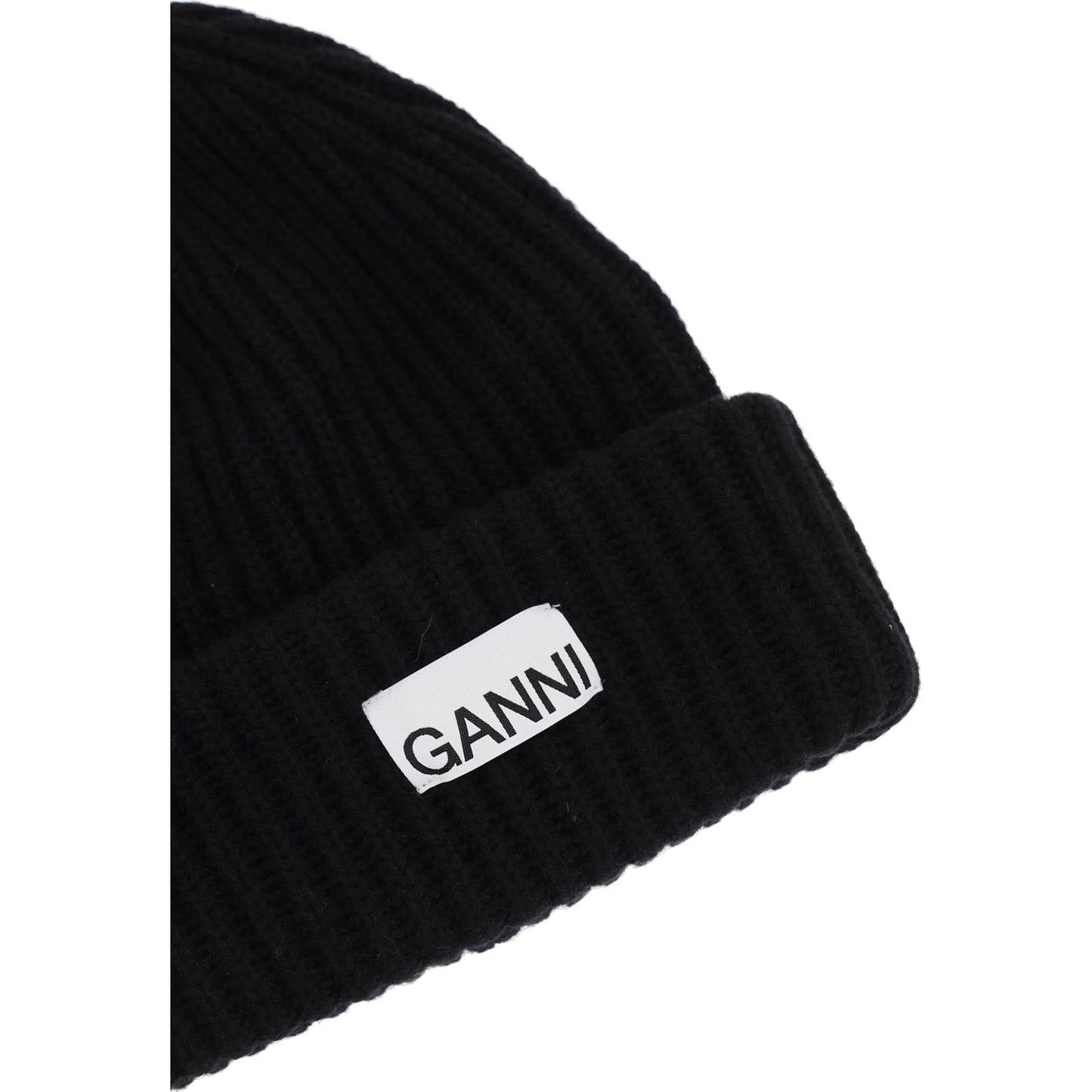 Ganni beanie hat with logo patch Scarves Hats & Gloves Ganni