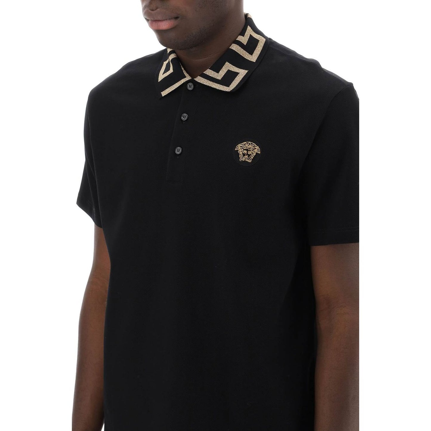 Versace taylor fit polo shirt with greca collar Topwear Versace