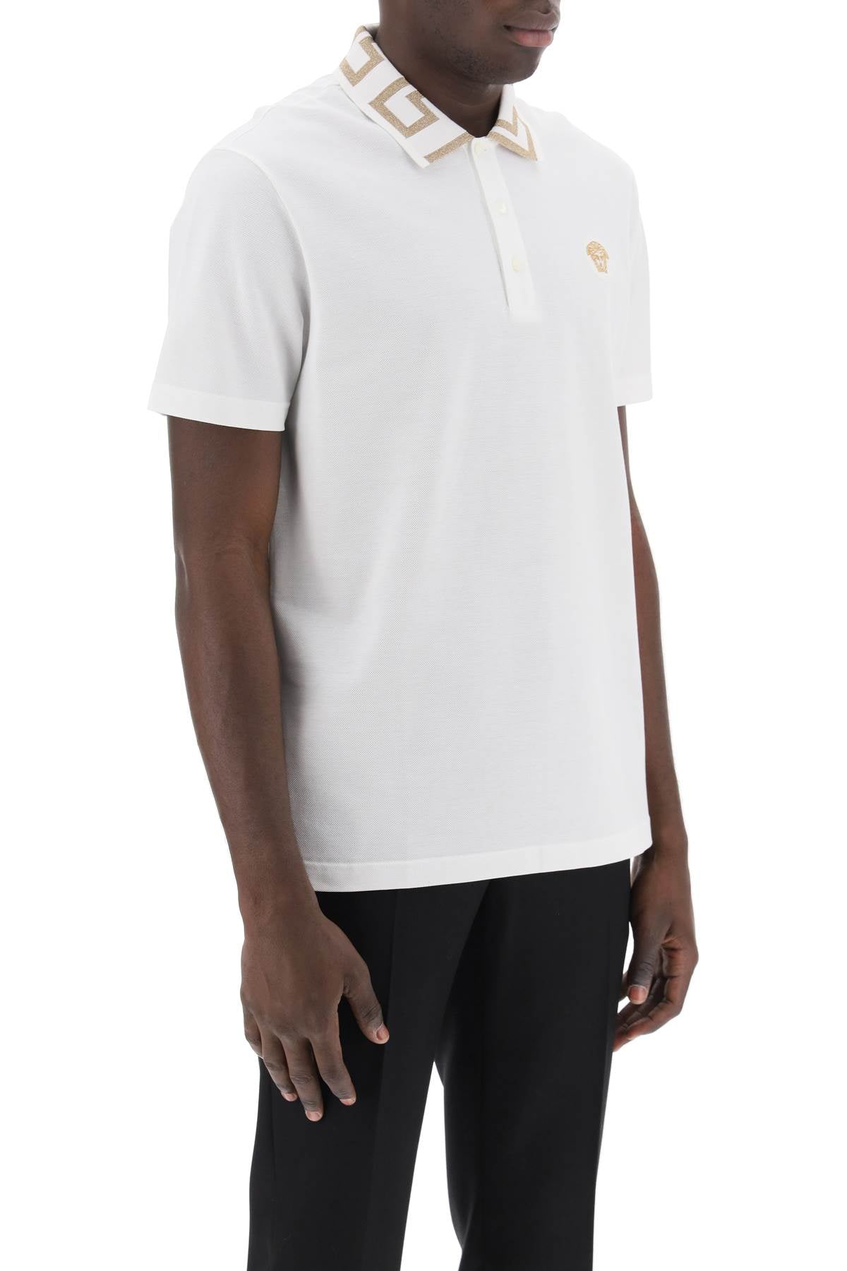 Versace polo shirt with greca collar