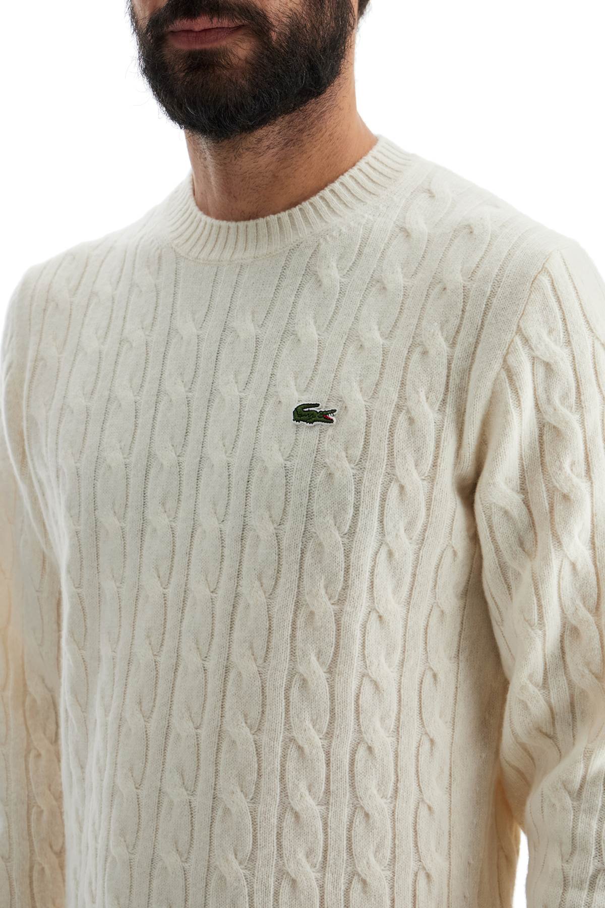 Lacoste classic fit cable knit wool pullover