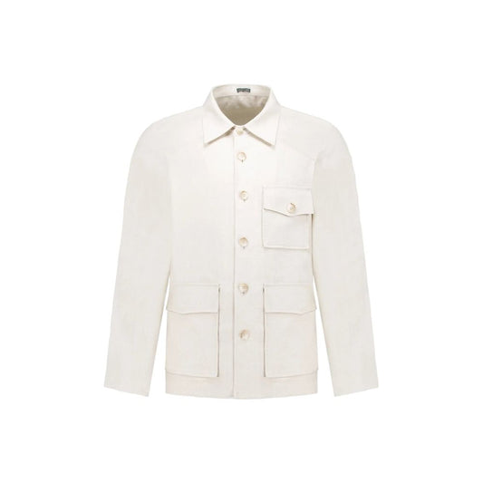 Autore Beige Linen Biker Jacket