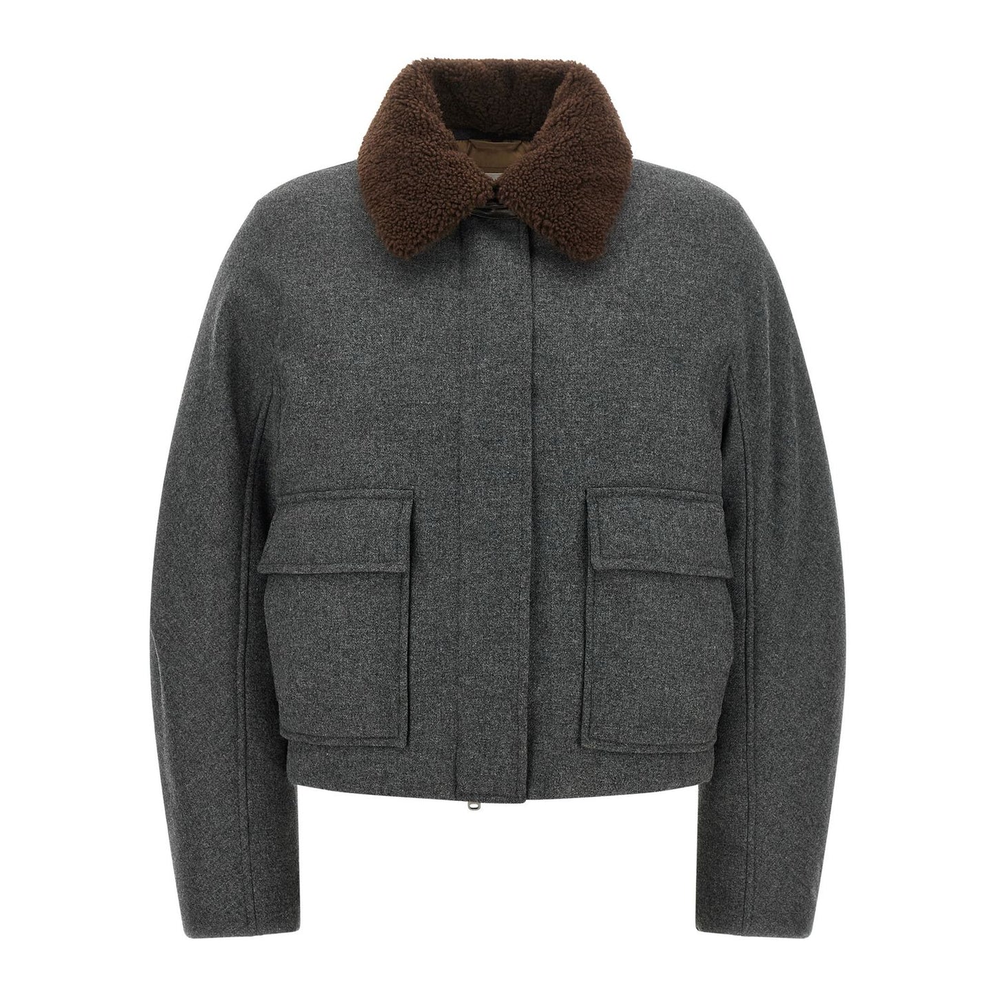Brunello Cucinelli Gray Virgin Wool Full-Length Jacket