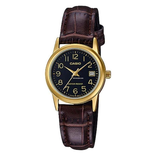 CASIO COLLECTION Mod. LADY DATE GOLD. LEATHER - BLACK Lady,Lady Ready Stocked Watches,READY STOCKED WATCHES,Watches,Watches - Accessories,Women,Wristwatch