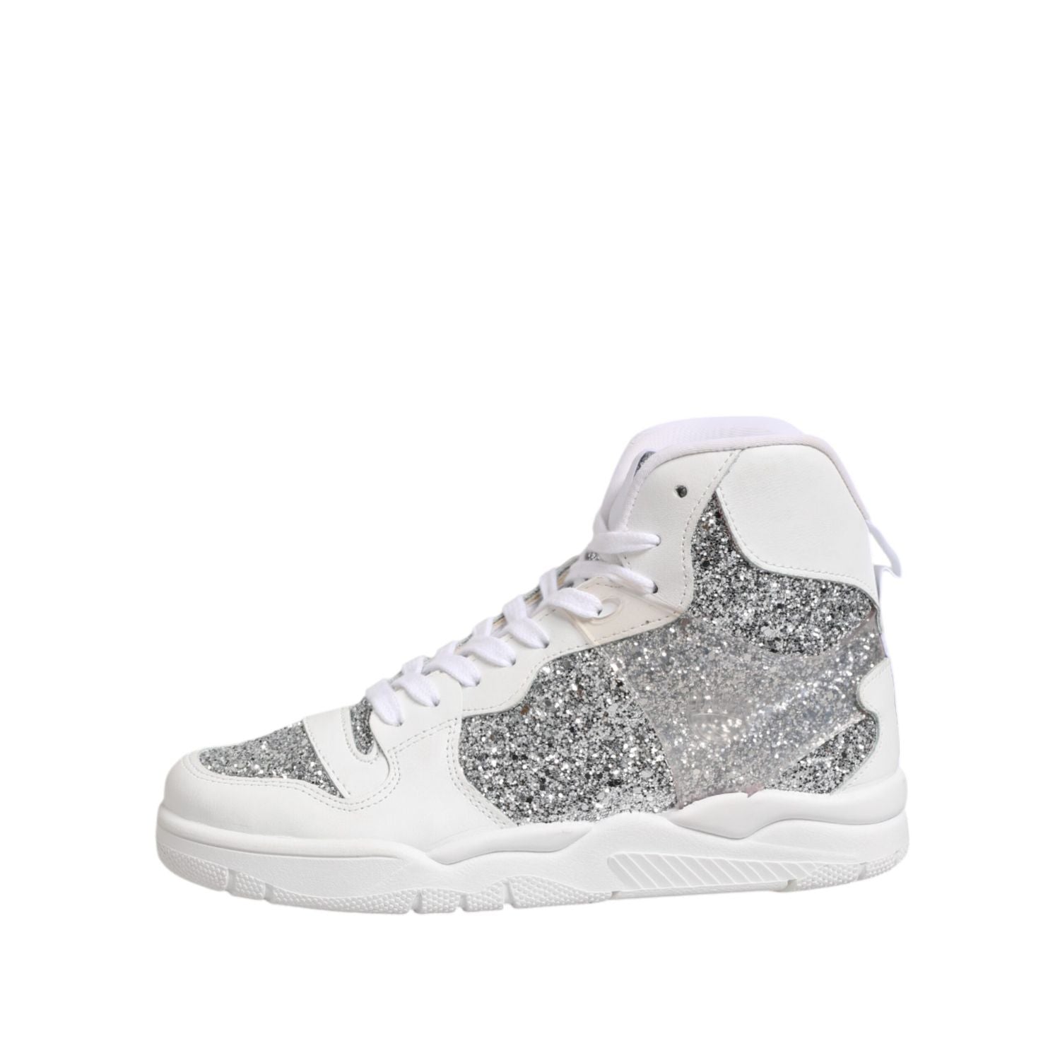 Chiara Ferragni White Silver High Top Women Sneakers Shoes