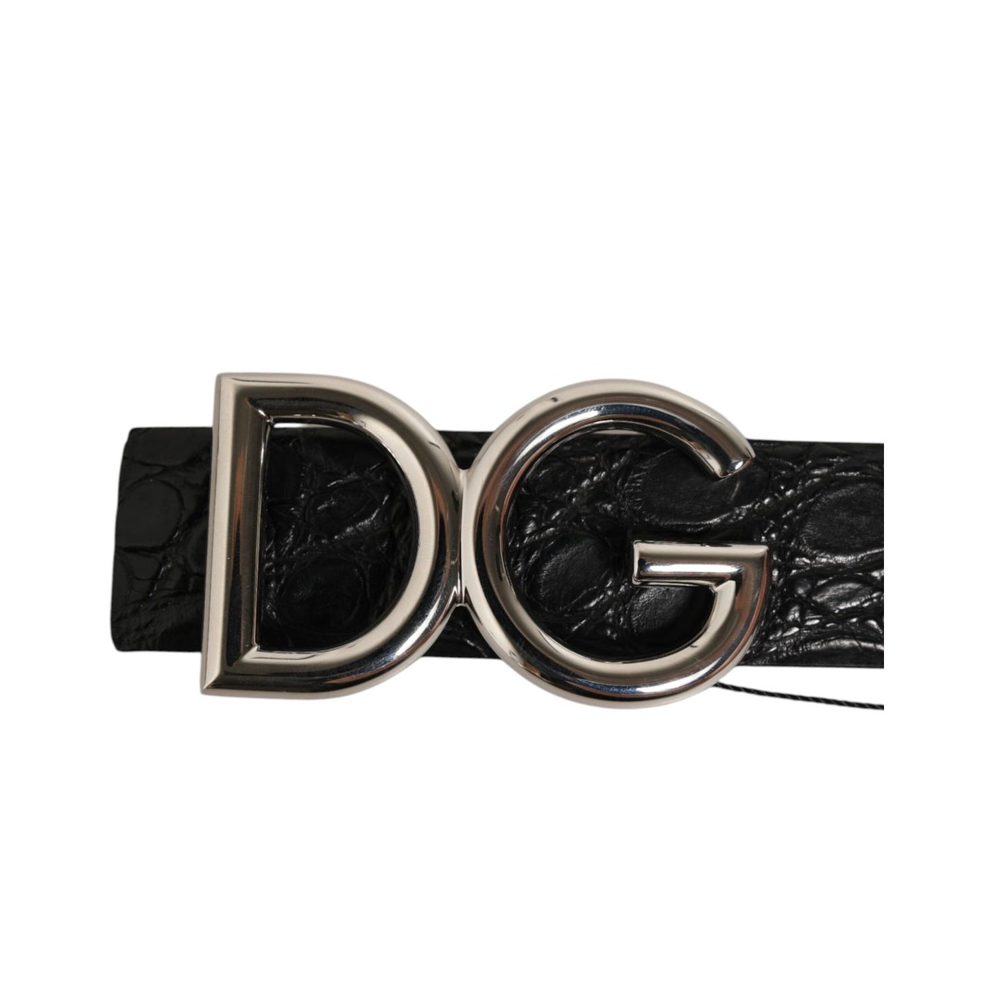 Dolce & Gabbana Black Exotic Leather DG Logo Buckle Belt