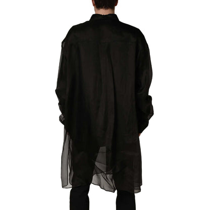 Dolce & Gabbana Black Ruffle Detail Semi Sheer Shirt Jacket
