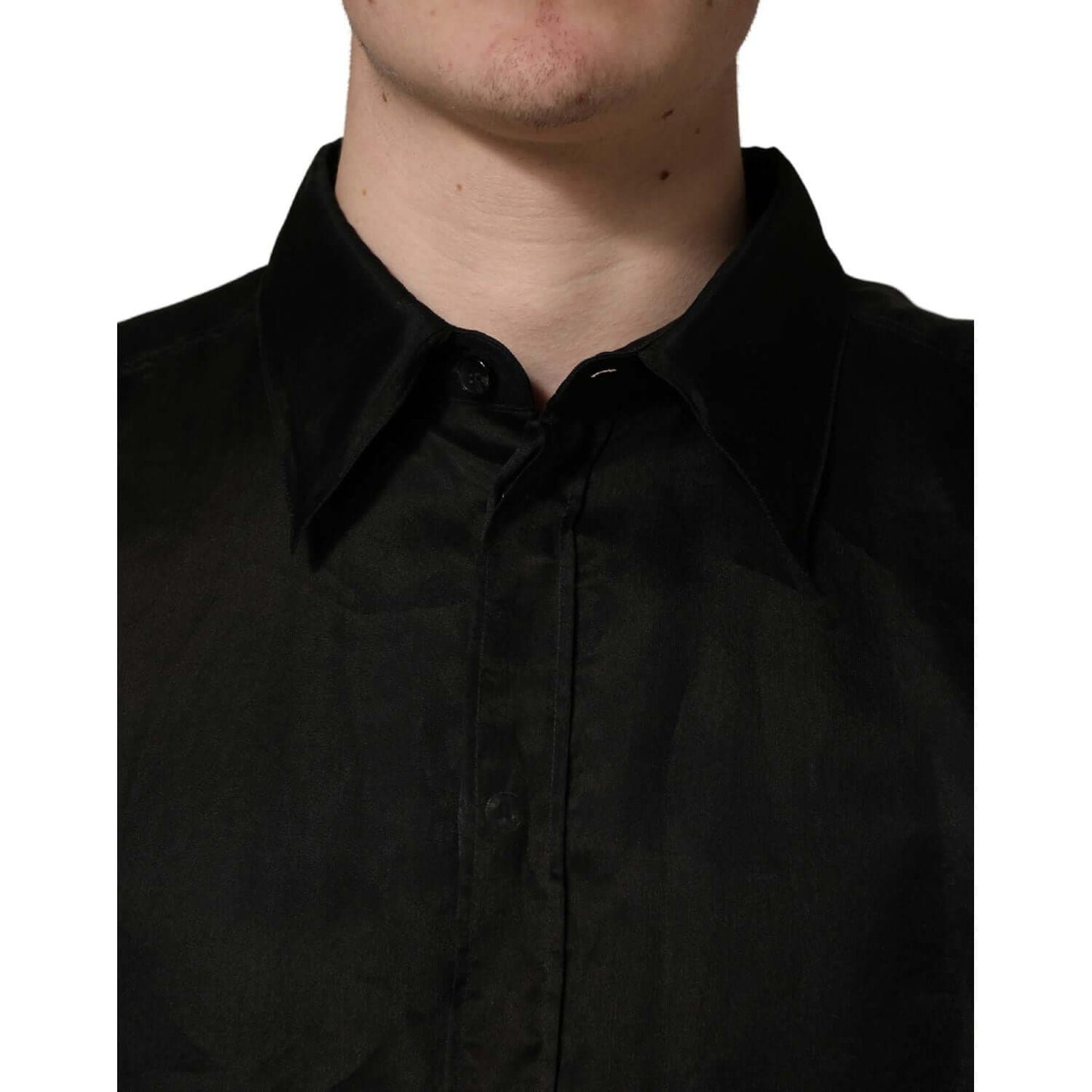 Dolce & Gabbana Black Ruffle Detail Semi Sheer Shirt Jacket