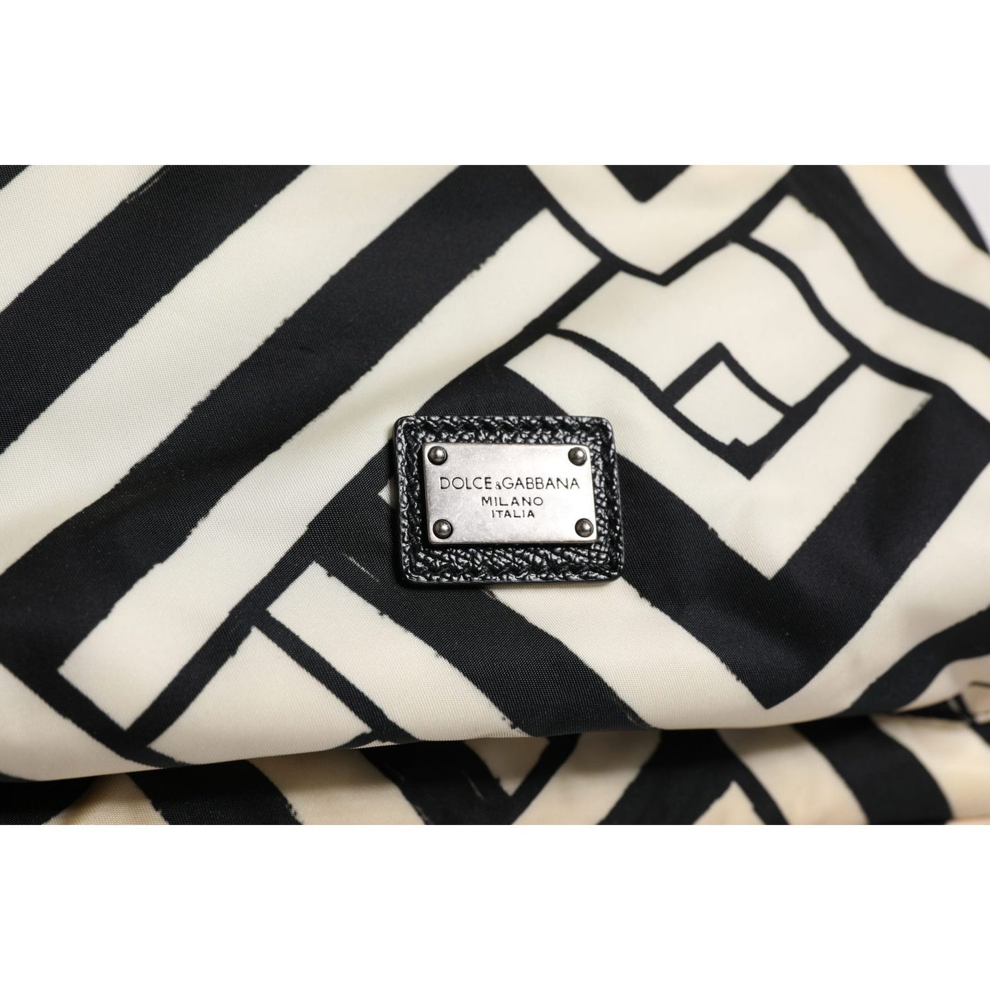 Dolce & Gabbana Black White Nylon Leather Travel Back Pack Bag