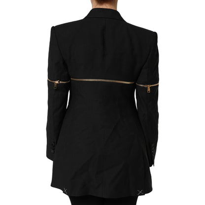 Dolce & Gabbana Black Wool Zipper Detailing Blazer Jacket