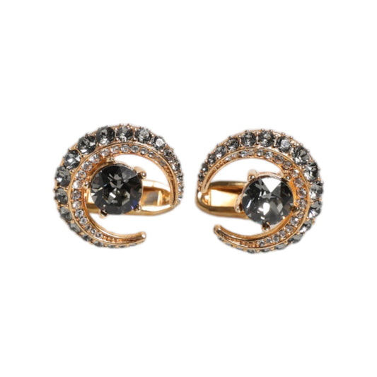 Dolce & Gabbana Brass Gold Black Crystal Luna Cufflink