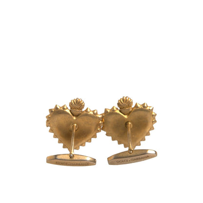 Dolce & Gabbana Gold 925 Sterling Silver DG Heart Cufflink