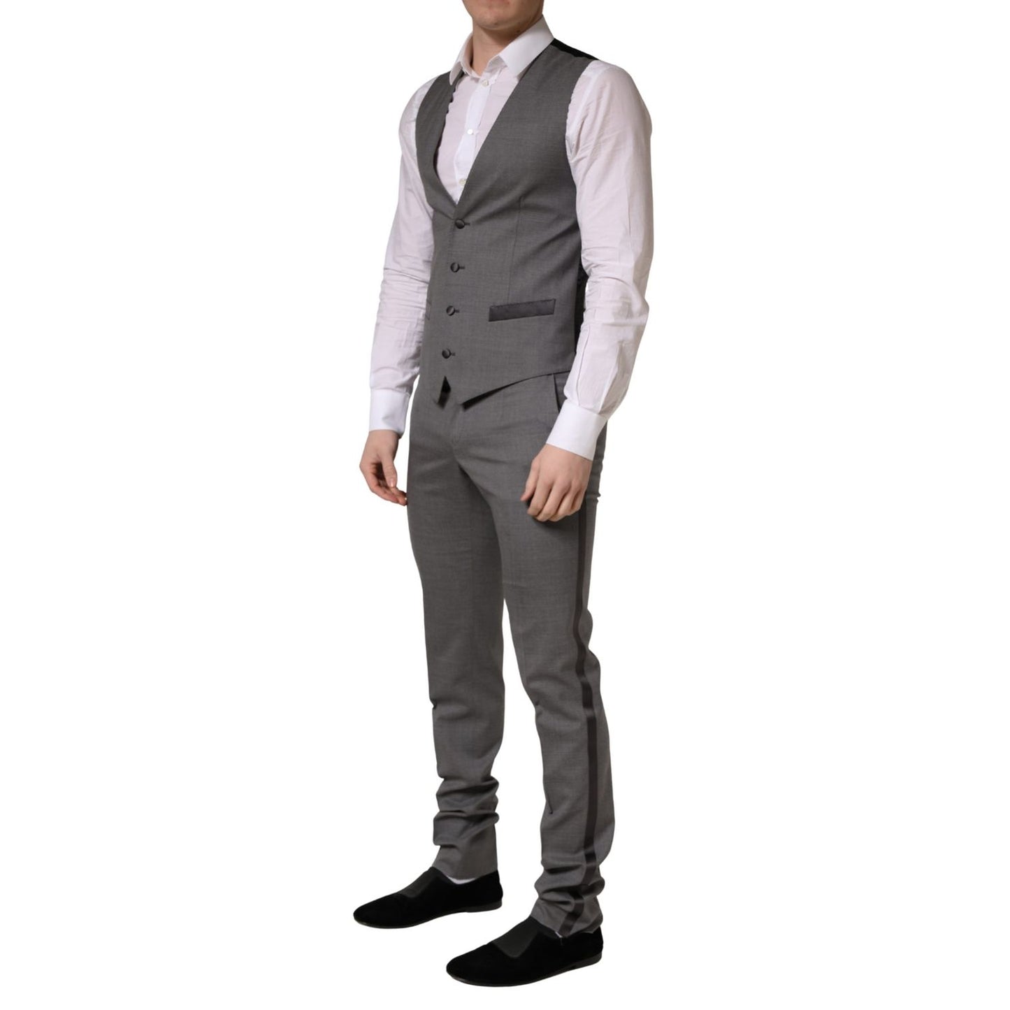 Dolce & Gabbana Gray Wool Single Breasted 1 Button 3PC Suit 1728,67345645728,Clothing,Dolce & Gabbana,Gray,IT46 | S,Material: 5% Polyester 11% Silk 84% Virgin Wool,Men,New with tags,Suits & Blazers - Clothing,Three-Piece Suits - Suits & Blazers - Clothing