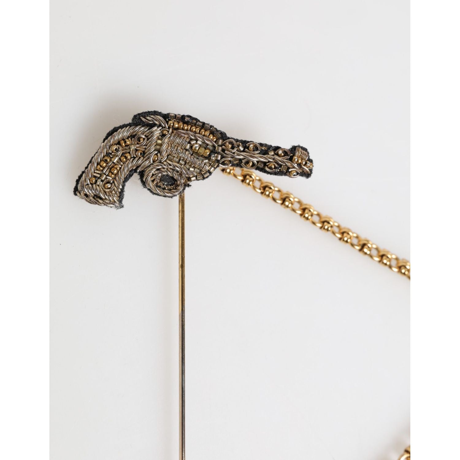 Dolce & Gabbana Lapel Pin Brass Copper Revolver Men Accessories Brooch