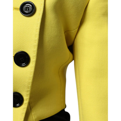 Dolce & Gabbana Lemon Yellow Wool Long Sleeves Cropped Coat Jacket