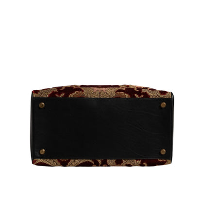 Dolce & Gabbana Multicolor Leather Brocade Velvet Travel Duffle Tote Bag