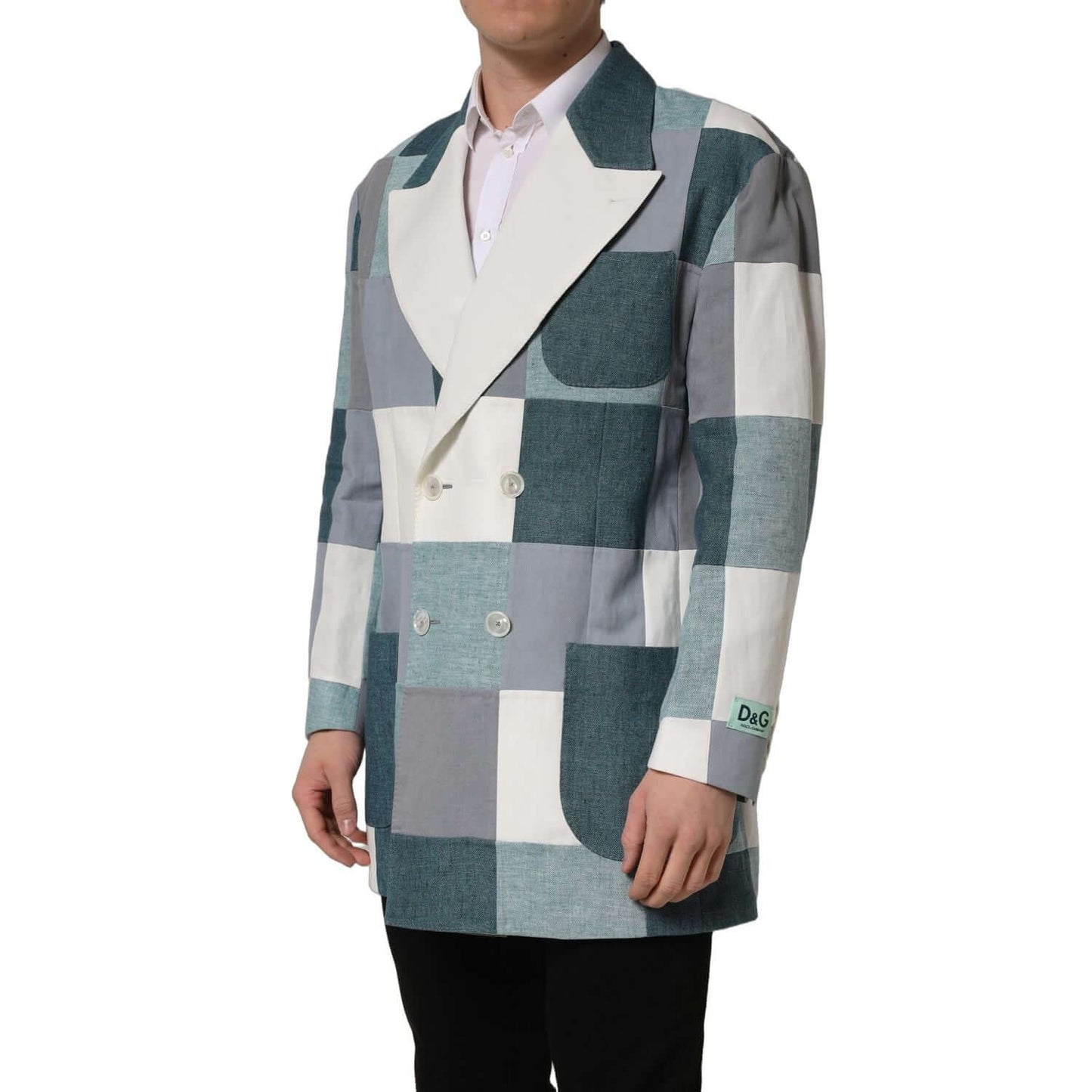 Dolce & Gabbana Multicolor Patchwork Linen Double Breasted Jacket