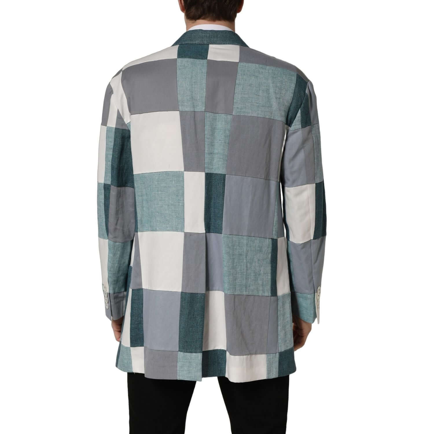 Dolce & Gabbana Multicolor Patchwork Linen Double Breasted Jacket