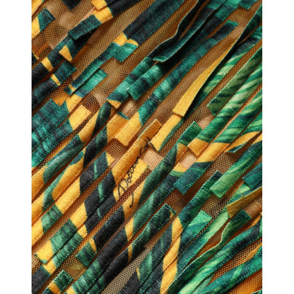 Dolce & Gabbana Multicolor Tropical Print Fringe Maxi Dress