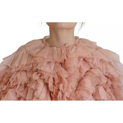 Dolce & Gabbana Pink Ruffles Long Sleeves Pullover Sweater 1728,67345645728,Clothing,Dolce & Gabbana,IT40|S,Material: 100% Silk,Pink,Preowned / Defect,Sweaters - Clothing,Sweatshirts - Sweaters - Clothing,Tops & T-Shirts - Women - Clothing,Women,Women - C