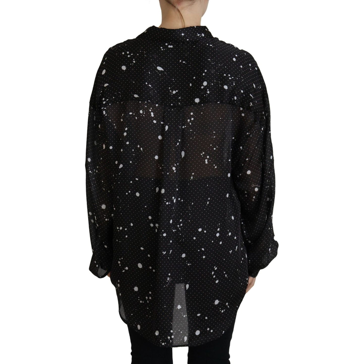 Dsquared² Black Polka Dots Collared Button Down Blouse Top 1728,67345645728,Black,Clothing,Dsquared²,IT38 | XS,Long Sleeve - T-Shirts - Clothing,Material: 100% Polyester,Preowned / Defect,T-Shirts - Clothing,Tops & T-Shirts - Women - Clothing,Women