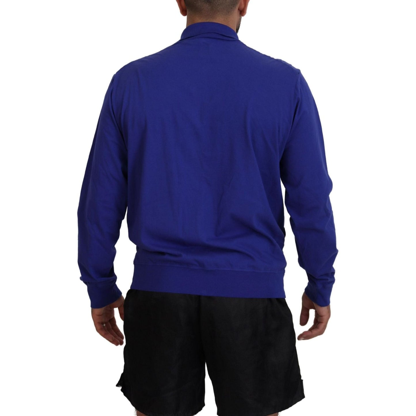 Dsquared² Blue Cotton Printed Collared Men Full Zip Sweater 1728,67345645728,Blue,Clothing,Dsquared²,IT48 | M,Material: 100% Cotton,Men,Men - Clothing,Preowned / Defect,Sweaters - Clothing,Sweaters - Men - Clothing,Sweatshirts - Sweaters - Clothing