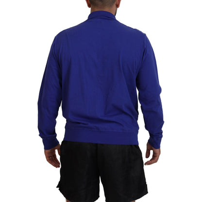 Dsquared² Blue Cotton Printed Collared Men Full Zip Sweater 1728,67345645728,Blue,Clothing,Dsquared²,IT48 | M,Material: 100% Cotton,Men,Men - Clothing,Preowned / Defect,Sweaters - Clothing,Sweaters - Men - Clothing,Sweatshirts - Sweaters - Clothing