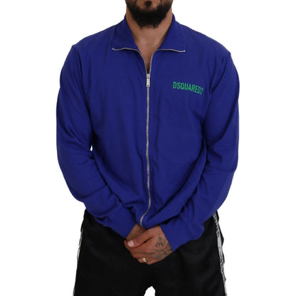Dsquared² Blue Cotton Printed Collared Men Full Zip Sweater 1728,67345645728,Blue,Clothing,Dsquared²,IT48 | M,Material: 100% Cotton,Men,Men - Clothing,Preowned / Defect,Sweaters - Clothing,Sweaters - Men - Clothing,Sweatshirts - Sweaters - Clothing