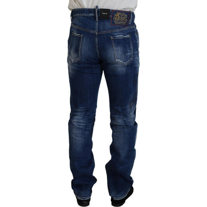 Dsquared² Blue Washed Patchwork Straight Fit Denim Jeans 1728,67345645728,Blue,Clothing,Dsquared²,IT48 | M,Jeans & Pants - Men - Clothing,Jeans Denim - Clothing,Material: 98% Cotton 2% Elastane,Men,Preowned / Defect,Straight-Leg Jeans - Jeans Denim - Clot